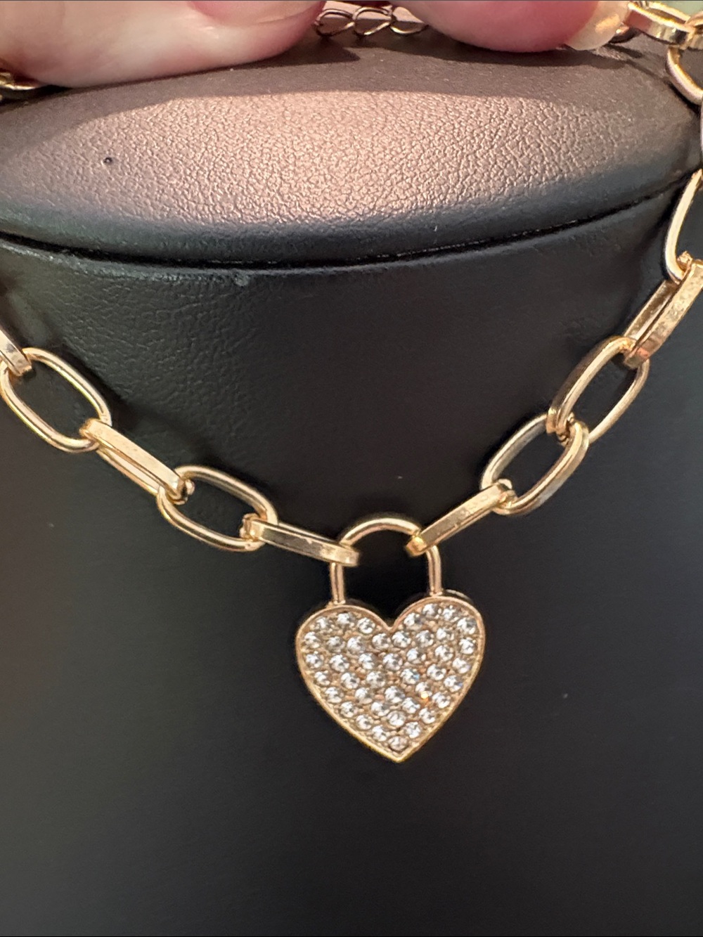 Pave crystal heart  link bracelet